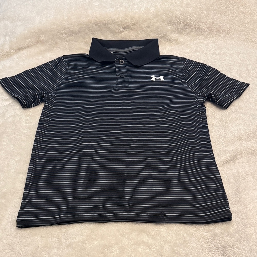 Under Armour Kids Striped Black Polo